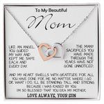 To My Beautiful Mom - I'm So Blessed That You Are My Mother - Love Your Son, Mother's Day Necklace Mother's Day Interlocking Hearts Necklace