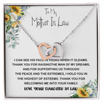 Mother-In-Law Necklace, Mother In Law Necklace Gift - Man Of My Dream Necklace From Your Daughter In Law Mother's Day Interlocking Hearts Necklace