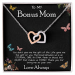 To My Bonus Mom Necklace Love Always Greatest Mother's Day Gift Necklace Mother's Day Interlocking Hearts Necklace
