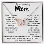 To My Amazing Mom Necklace From Son Little Boy You Taught Me Right Mom Birthday Gift For Her Mother's Day Necklace Mother's Day Interlocking Hearts Necklace