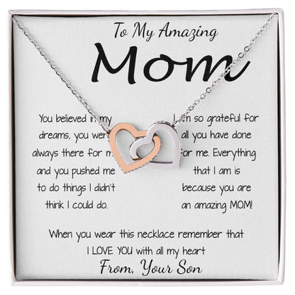 Mom Necklace - To Mom Necklace, Gift for Mom from Son Mother's Day Interlocking Hearts Necklace