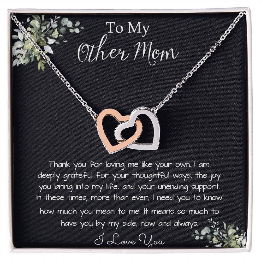 Bonus Mom Necklace, Gift To My Other Mother Necklace, Gift For Bonus Mom Second Mom Mother's Day Interlocking Hearts Necklace