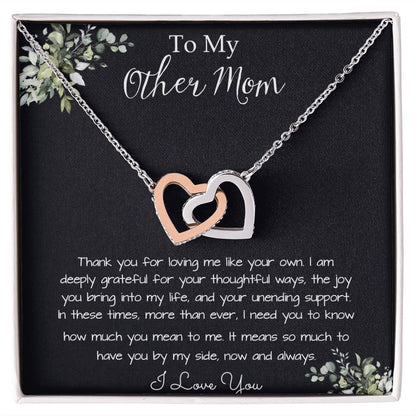 Bonus Mom Necklace, Gift To My Other Mother Necklace, Gift For Bonus Mom Second Mom Mother's Day Interlocking Hearts Necklace