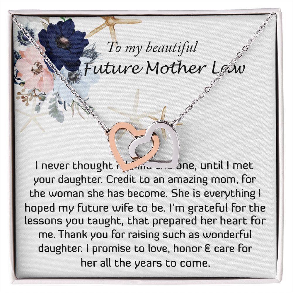 Mother-In-Law Necklace, Necklace Gift For Future Mother-In-Law From Future Son-In-Law, To My Future Mother-In-Law Mother's Day Interlocking Hearts Necklace