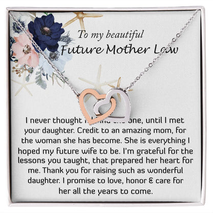 Mother-In-Law Necklace, Necklace Gift For Future Mother-In-Law From Future Son-In-Law, To My Future Mother-In-Law Mother's Day Interlocking Hearts Necklace