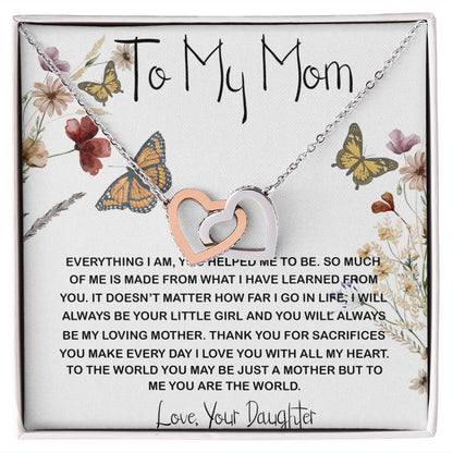 Mom Necklace Gift, You Are The World Necklace, Mother's Day Gift, Mother Daughter Neckalce Mother's Day Interlocking Hearts Necklace