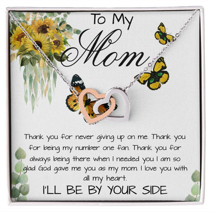 Mom Necklace, To My Mom Gift Necklace, Mother's Day Cute Gift For Mom, Mother Daughter Necklace Mother's Day Interlocking Hearts Necklace