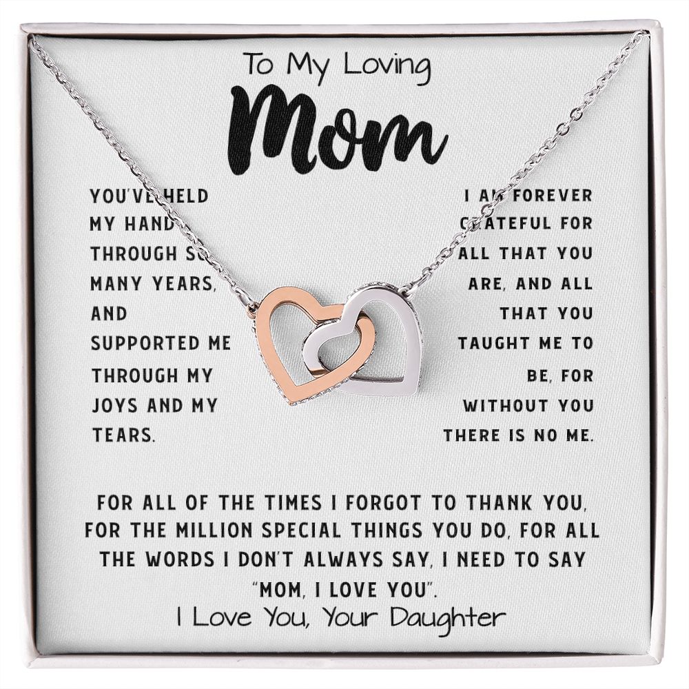 To My Loving Mom Necklace Gift I Need To Say Mom I Love You Gift For Her Mother's Day Necklace Mother's Day Interlocking Hearts Necklace