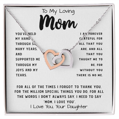 To My Loving Mom Necklace Gift I Need To Say Mom I Love You Gift For Her Mother's Day Necklace Mother's Day Interlocking Hearts Necklace