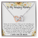Mommy Necklace, To My Amazing Mommy Gift Necklace, 1st Mother’s Day Present For New Mom From New Born Baby, Sentimental Gift From Baby To Mom, New Mommy Gift Mother's Day Interlocking Hearts Necklace