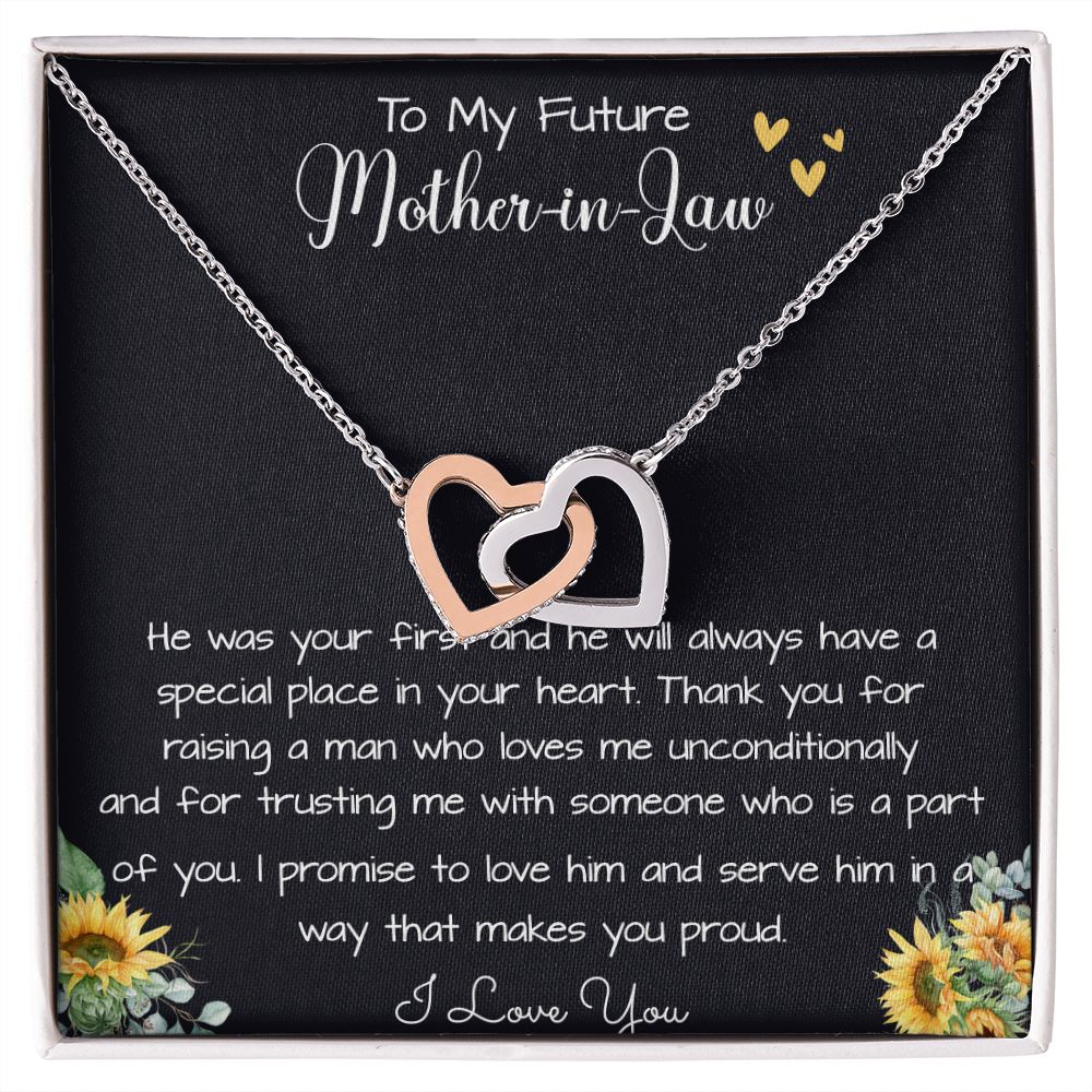 To My Future Mother In Law, Wedding For Her Mother's Gift Necklace Mother's Day Interlocking Hearts Necklace