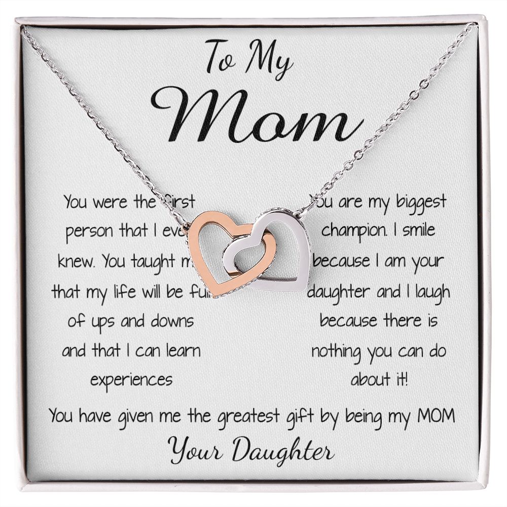 Mom Necklace - To Mom Necklace, Gorgeous Necklace for Mom from Daughter Mother's Day Interlocking Hearts Necklace