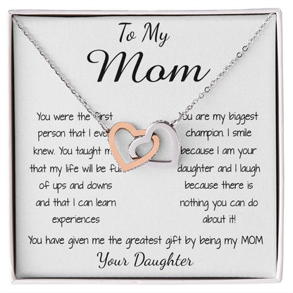 Mom Necklace - To Mom Necklace, Gorgeous Necklace for Mom from Daughter Mother's Day Interlocking Hearts Necklace