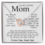 To My Loving Mom Necklace You're The World Necklace Gift For Mom From Son Mother's Day Interlocking Hearts Necklace