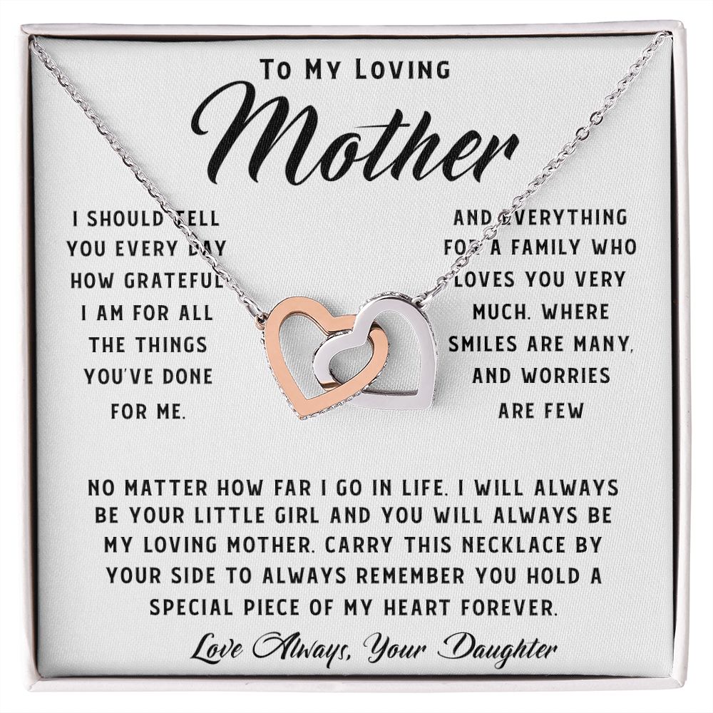 To My Loving Mother Necklace Where Are Smiles Are Many And Worries Are Few Gift For Her Mother's Day Necklace Mother's Day Interlocking Hearts Necklace
