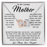 To My Loving Mother Necklace Where Are Smiles Are Many And Worries Are Few Gift For Her Mother's Day Necklace Mother's Day Interlocking Hearts Necklace