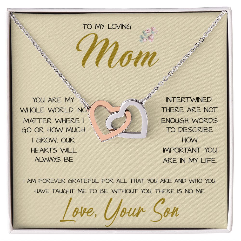 To My Loving Mom Necklace You Are Important To Me Gift For Her Mother's Day Mother's Day Necklace Mother's Day Interlocking Hearts Necklace