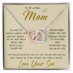 To My Loving Mom Necklace You Are Important To Me Gift For Her Mother's Day Mother's Day Necklace Mother's Day Interlocking Hearts Necklace