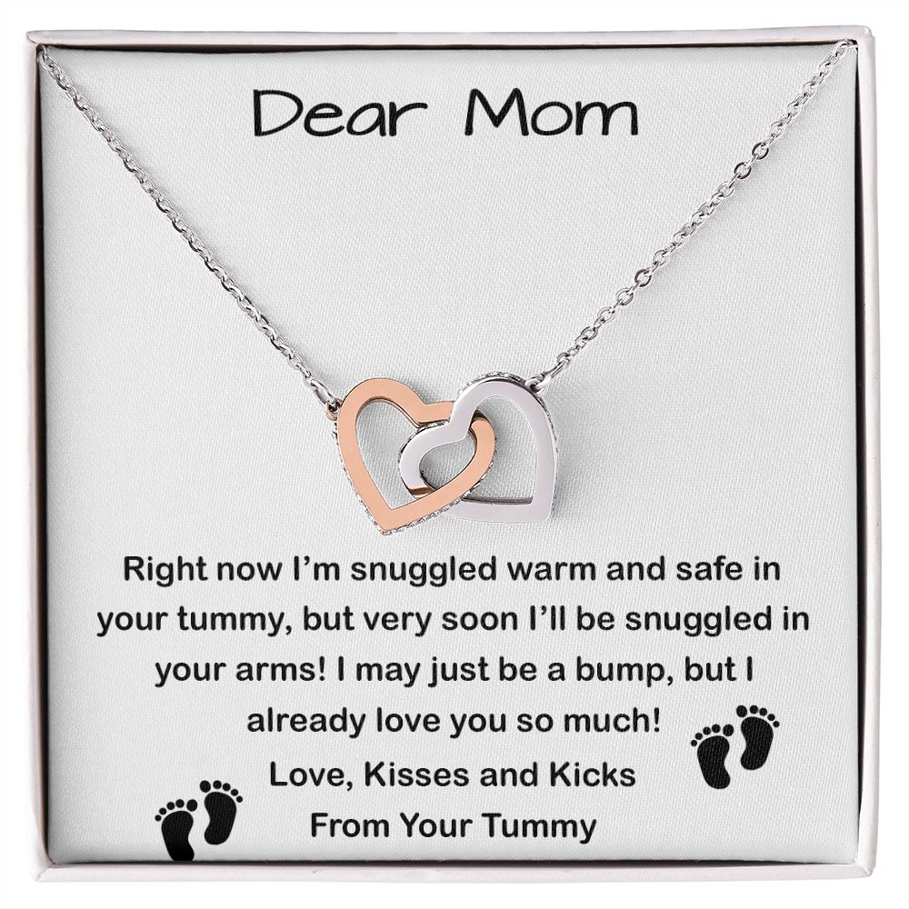Mom Necklace, Mom To Be Necklace, Pregnancy Gift For Mom To Be, Mommy Present From Unborn Baby, Gift For Expecting Moms Mother's Day Interlocking Hearts Necklace