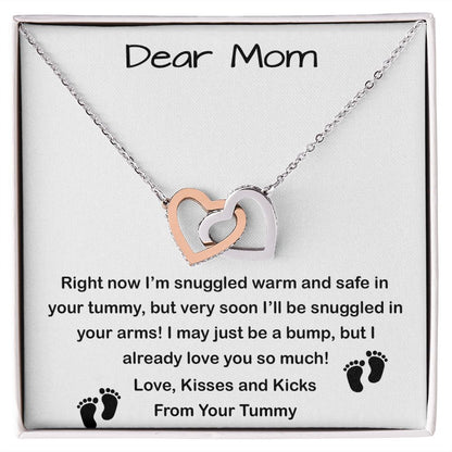 Mom Necklace, Mom To Be Necklace, Pregnancy Gift For Mom To Be, Mommy Present From Unborn Baby, Gift For Expecting Moms Mother's Day Interlocking Hearts Necklace