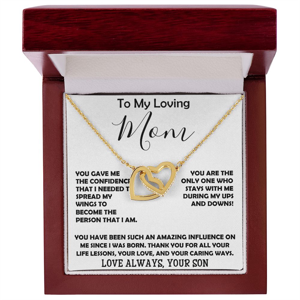To My Loving Mom - Love Always Your Son Necklace Mother's Day Interlocking Hearts Necklace