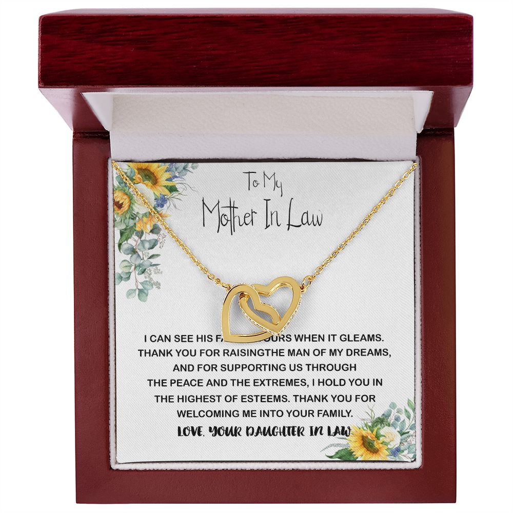 Mother-In-Law Necklace, Mother In Law Necklace Gift - Man Of My Dream Necklace From Your Daughter In Law Mother's Day Interlocking Hearts Necklace