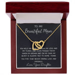 To My Beautiful Mom Necklace, Thank You For Never Ending Love From Daughter, Necklace Gift For Mom Mother's Day Interlocking Hearts Necklace