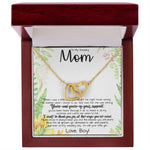 To My Amazing Mom Necklace From Son Little Boy You Taught Me Right Mom Birthday Gift For Her Mother's Day Necklace (1) Mother's Day Interlocking Hearts Necklace