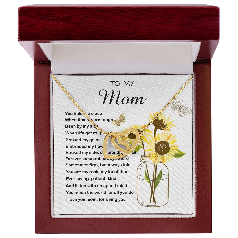 Mom Necklace Gift - To My Mom - You Mean The World For All You Do Mother's Day Necklace Mother's Day Interlocking Hearts Necklace