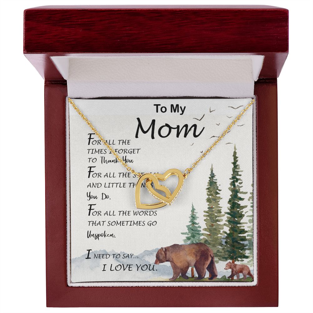 Mom Necklace, To My Mom I Love You To The Moon and Back Necklace, Gift For Mom Birthday Necklace Mother's Day Interlocking Hearts Necklace