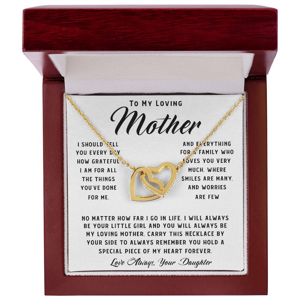 To My Loving Mother Necklace Where Are Smiles Are Many And Worries Are Few Gift For Her Mother's Day Necklace Mother's Day Interlocking Hearts Necklace