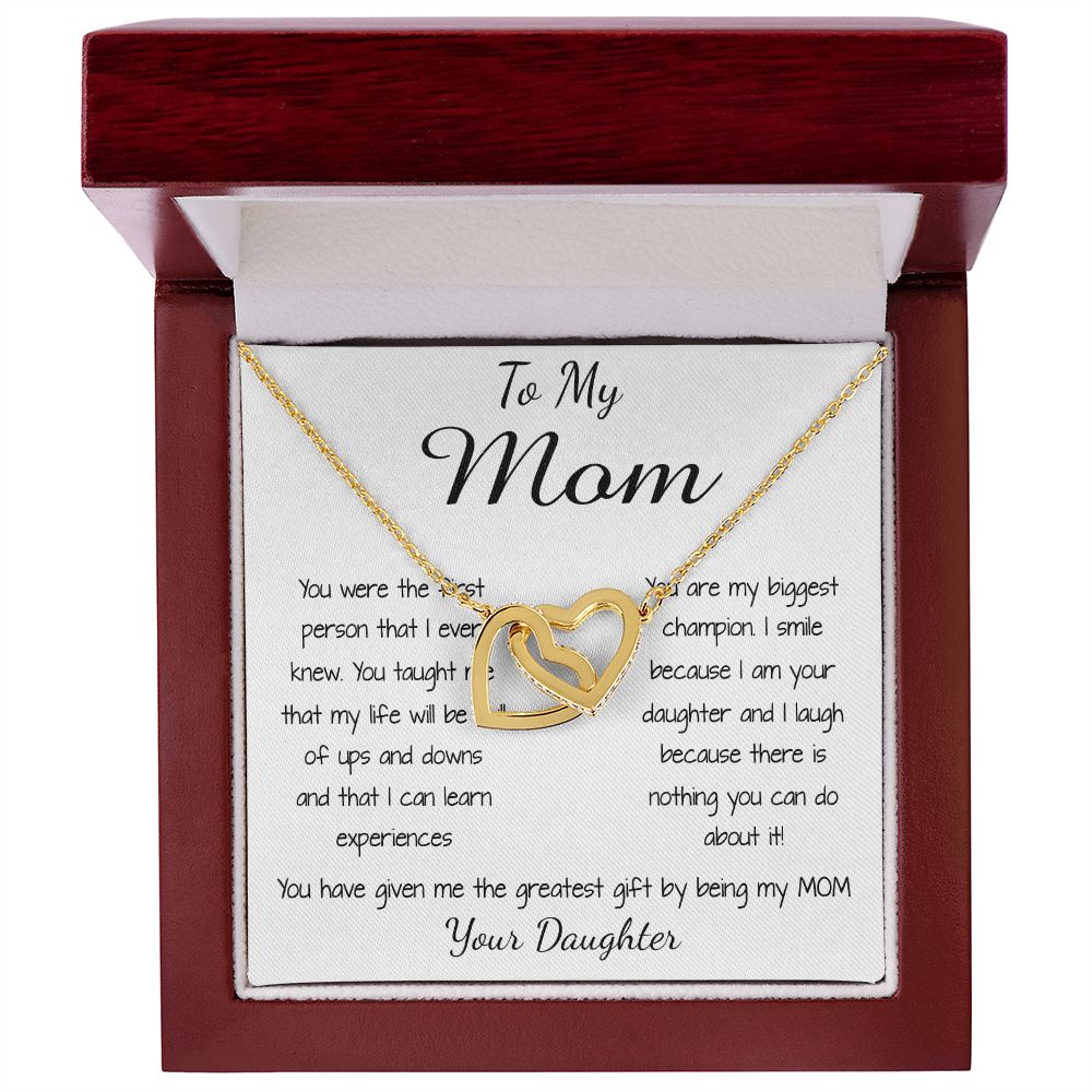 Mom Necklace - To Mom Necklace, Gorgeous Necklace for Mom from Daughter Mother's Day Interlocking Hearts Necklace