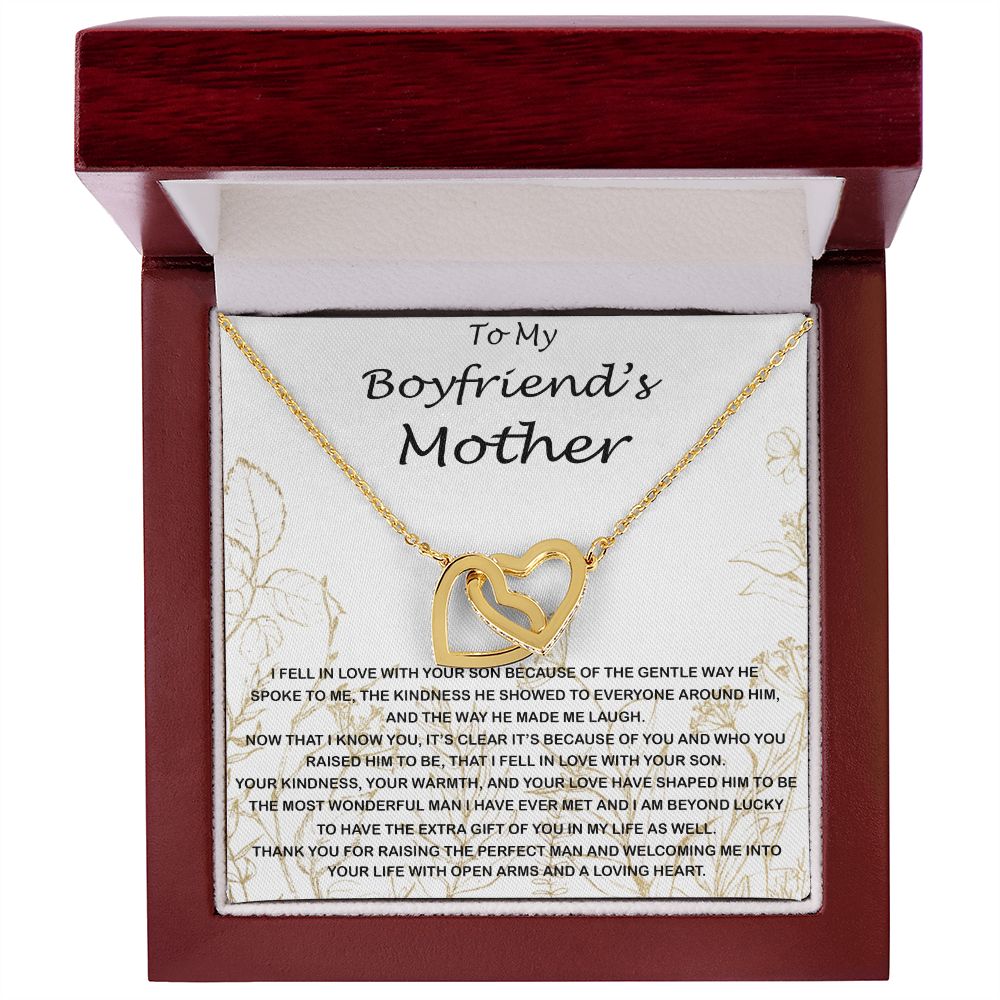 Mom Necklace, Mother-In-Law Necklace, To My Boyfriend's Mom Gift Necklace, Gift For Boyfriend's Mom Birthday Necklace Mother's Day Interlocking Hearts Necklace