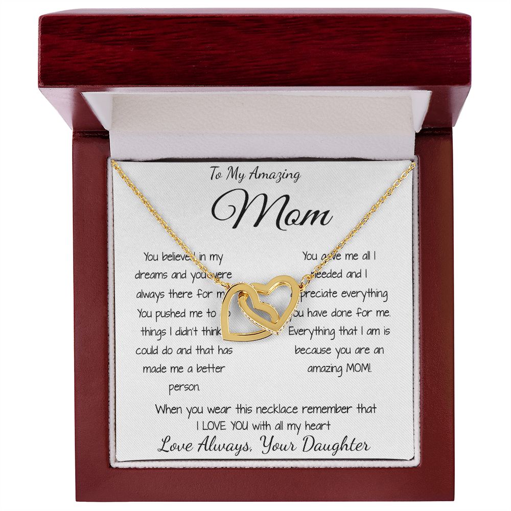 Mom Necklace - Gift for Mom from Daughter, Mother's Day Gift Mother's Day Interlocking Hearts Necklace
