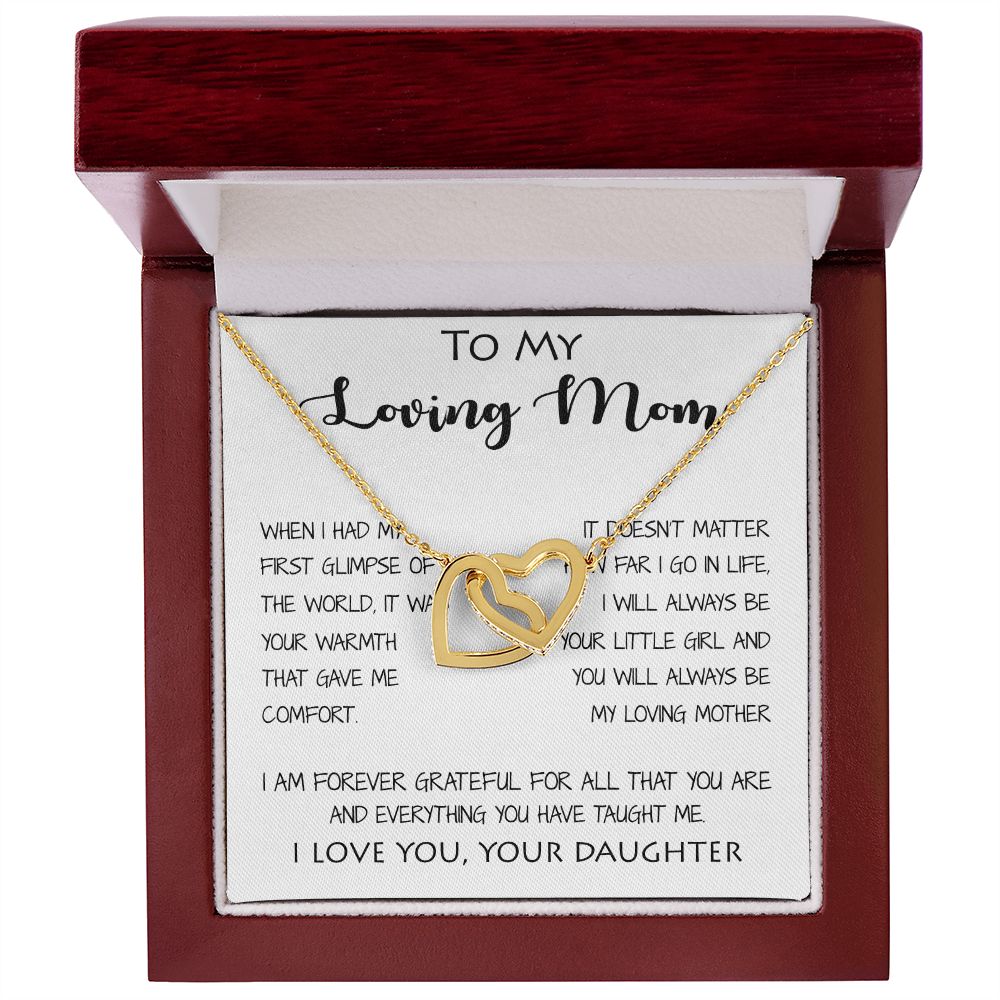 To My Loving Mom - Your Warmth Gve Me Comfort Mother's Day Gift Necklace Form Daughter Mother's Day Interlocking Hearts Necklace