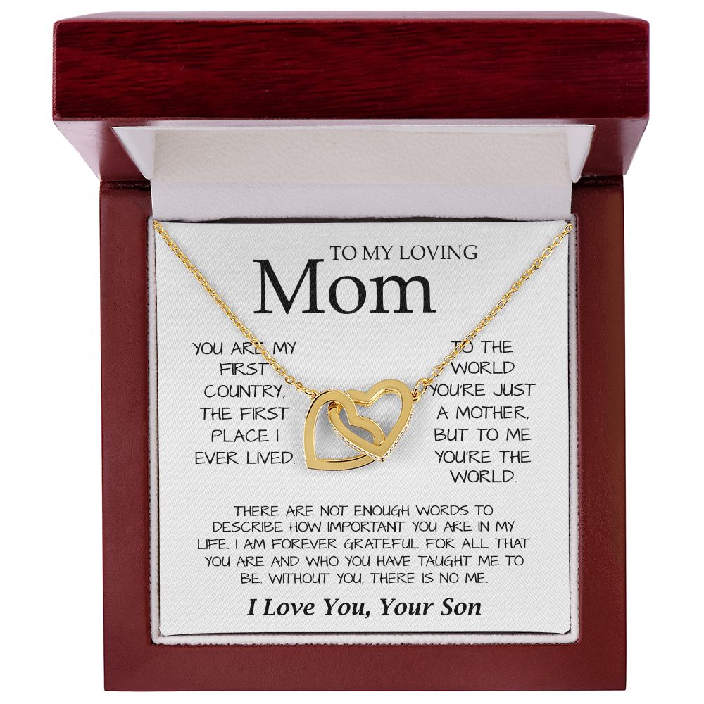 To My Loving Mom Necklace You're The World Necklace Gift For Mom From Son Mother's Day Interlocking Hearts Necklace