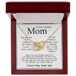 To My Loving Mom Necklace You're The World Necklace Gift For Mom From Son Mother's Day Interlocking Hearts Necklace