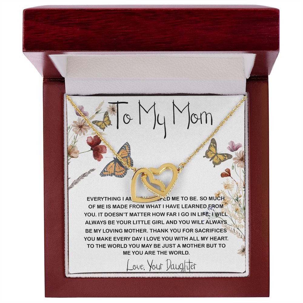 Mom Necklace Gift, You Are The World Necklace, Mother's Day Gift, Mother Daughter Neckalce Mother's Day Interlocking Hearts Necklace