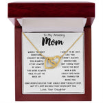 To My Amazing Mom Necklace From Son Little Boy You Taught Me Right Mom Birthday Gift For Her Mother's Day Necklace Mother's Day Interlocking Hearts Necklace