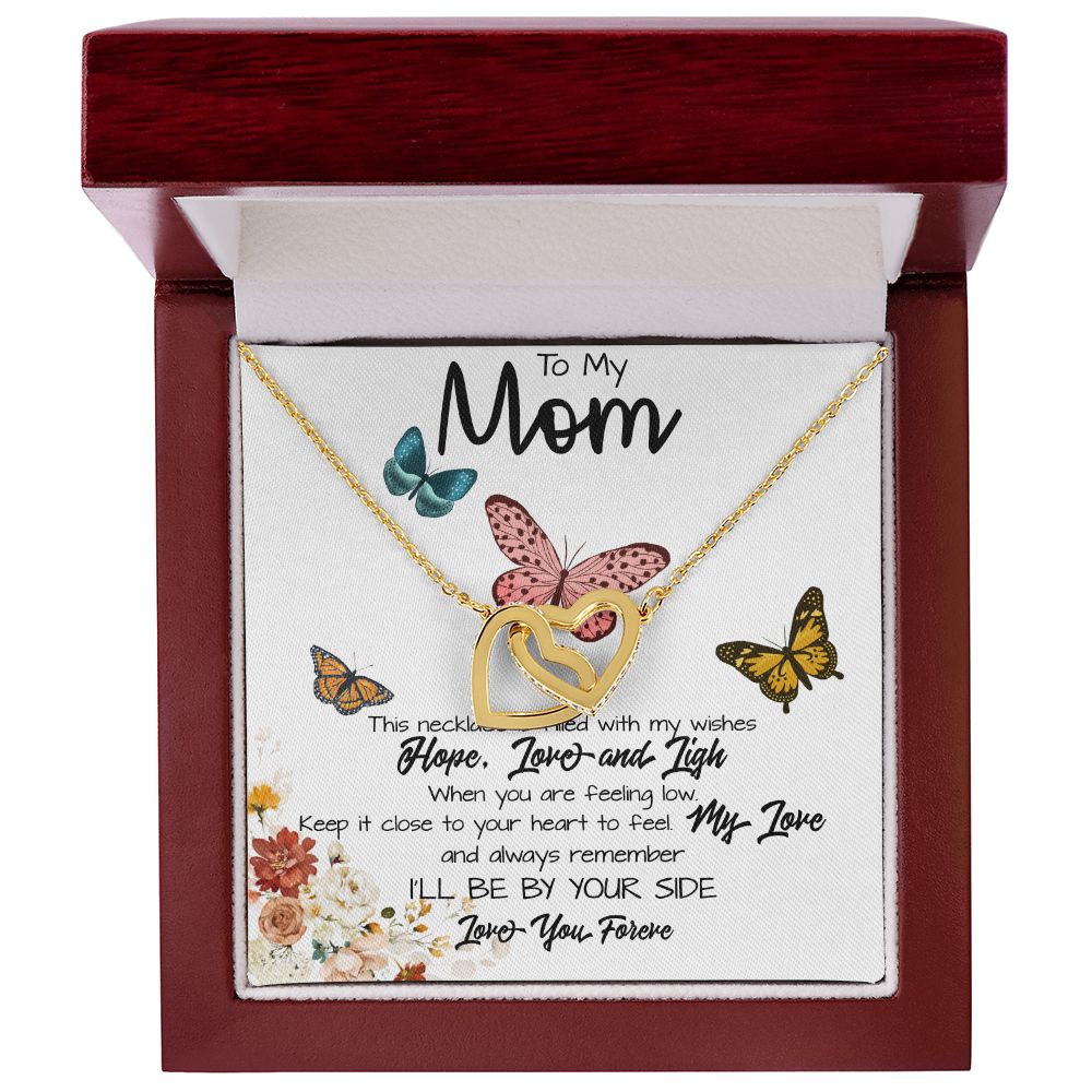 To My Mom Necklace, I'll Be By Your Side, To My Mom Gift Necklace Mother's Day Interlocking Hearts Necklace