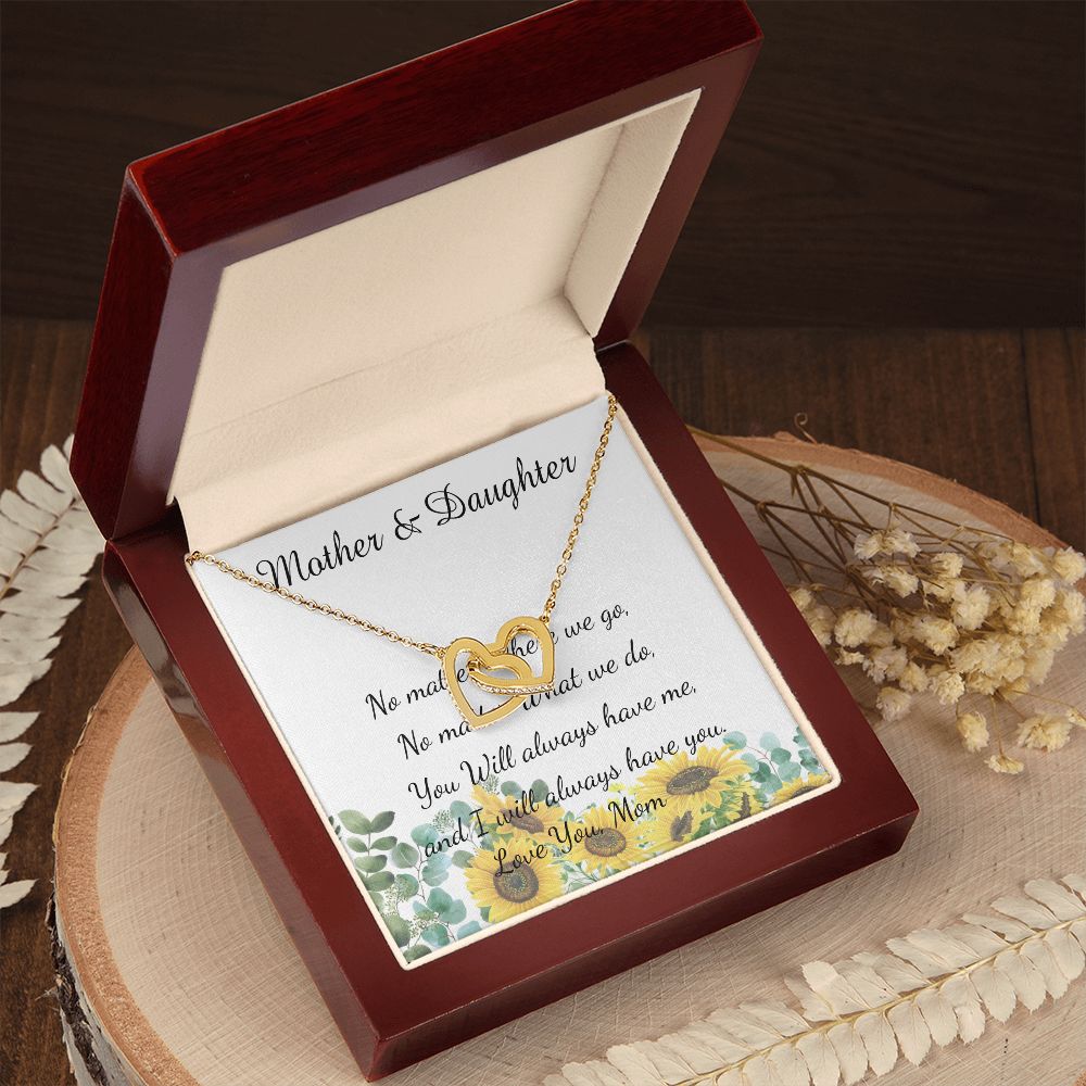 Mother Necklace - No Matter What - I Will Always Love You Mom Necklace Mother's Day Interlocking Hearts Necklace