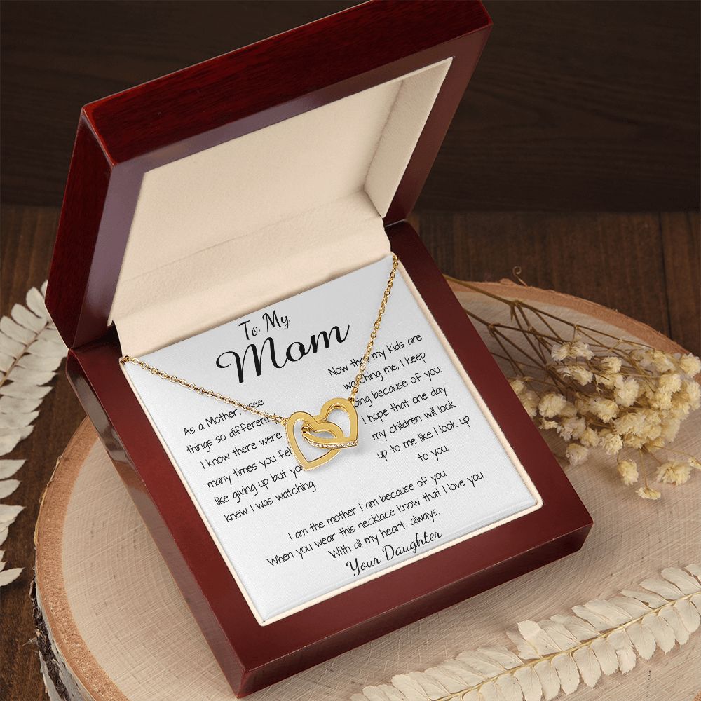 Mom Necklace - To Mom Necklace, Gorgeous Necklace for Mom from Daughter Mother's Day Gift Mother's Day Interlocking Hearts Necklace