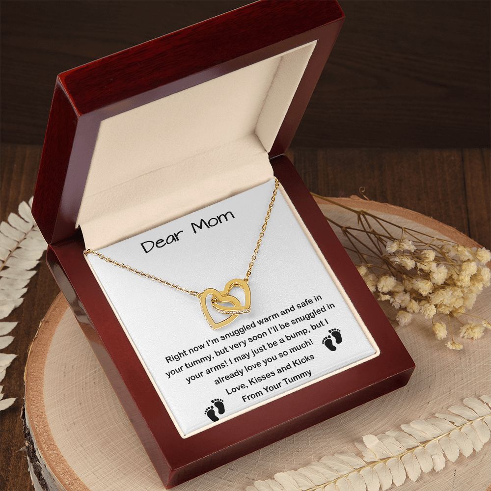 Mom Necklace, Mom To Be Necklace, Pregnancy Gift For Mom To Be, Mommy Present From Unborn Baby, Gift For Expecting Moms Mother's Day Interlocking Hearts Necklace
