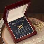 To My Beautiful Mom Necklace, Thank You For Never Ending Love From Daughter, Necklace Gift For Mom Mother's Day Interlocking Hearts Necklace