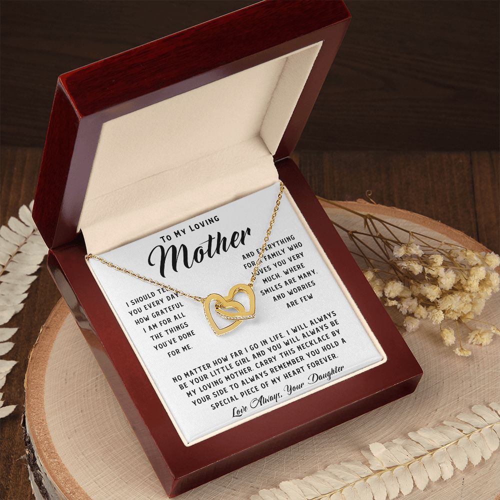 To My Loving Mother Necklace Where Are Smiles Are Many And Worries Are Few Gift For Her Mother's Day Necklace Mother's Day Interlocking Hearts Necklace