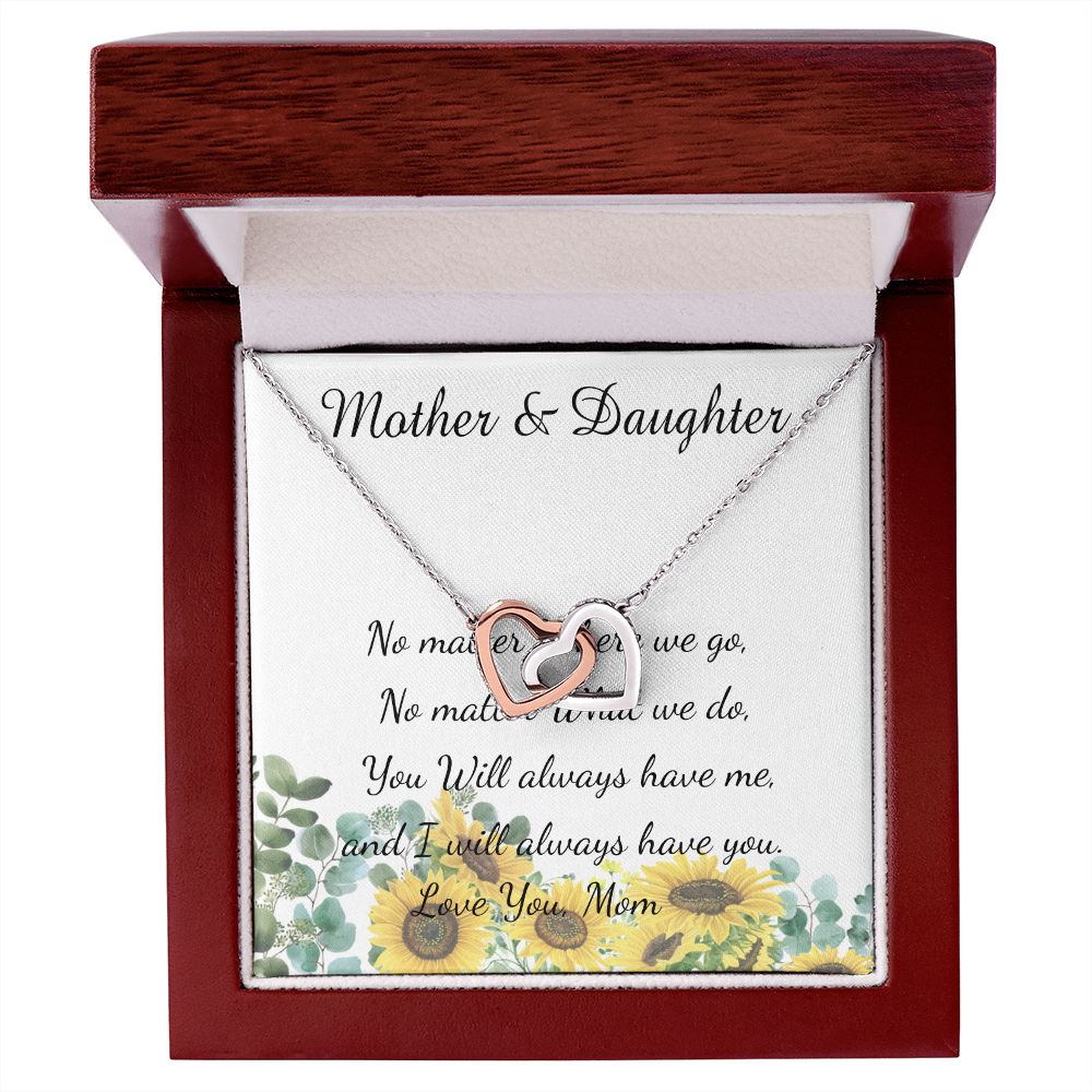 Mother Necklace - No Matter What - I Will Always Love You Mom Necklace Mother's Day Interlocking Hearts Necklace