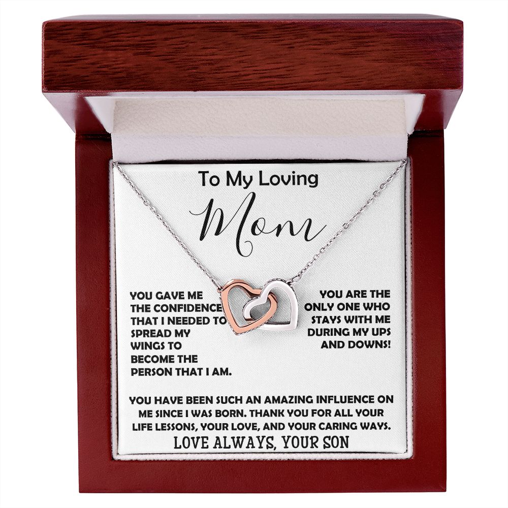 To My Loving Mom - Love Always Your Son Necklace Mother's Day Interlocking Hearts Necklace