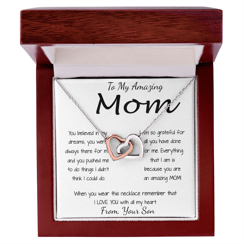 Mom Necklace - To Mom Necklace, Gift for Mom from Son Mother's Day Interlocking Hearts Necklace