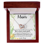 To My Amazing Mom Necklace From Son Little Boy You Taught Me Right Mom Birthday Gift For Her Mother's Day Necklace (1) Mother's Day Interlocking Hearts Necklace