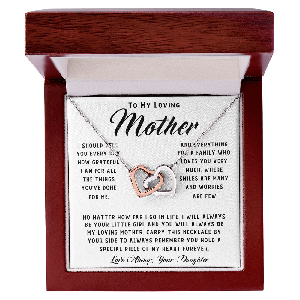 To My Loving Mother Necklace Where Are Smiles Are Many And Worries Are Few Gift For Her Mother's Day Necklace Mother's Day Interlocking Hearts Necklace
